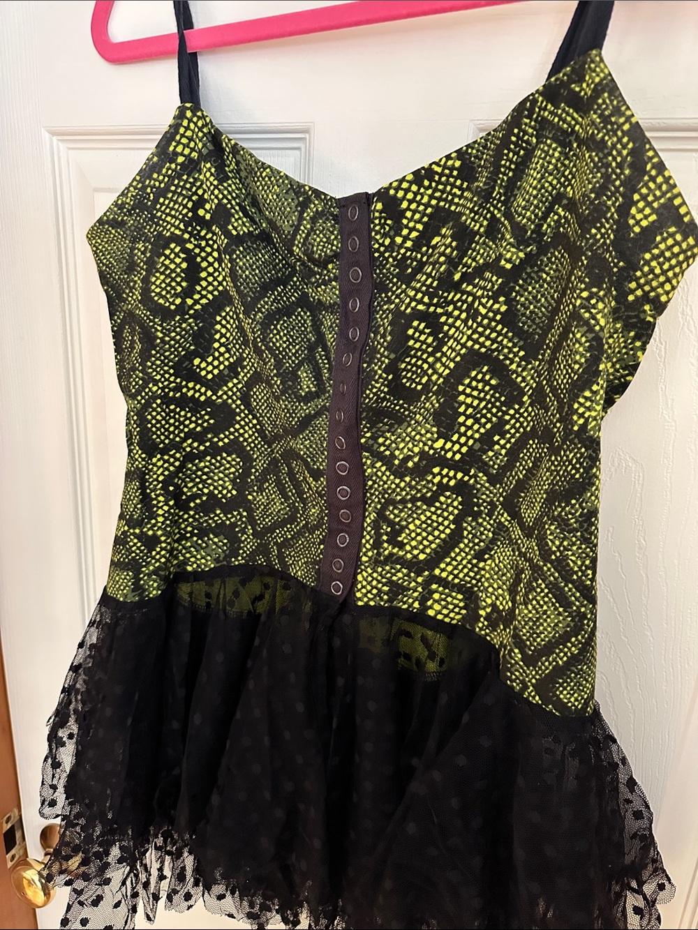 Vintage 90s y2k Betsey Johnson Neon Snake-Print Peplum Top L - Picture 2 of 7